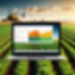 High-tech agricultural software interface showcasing data analytics.