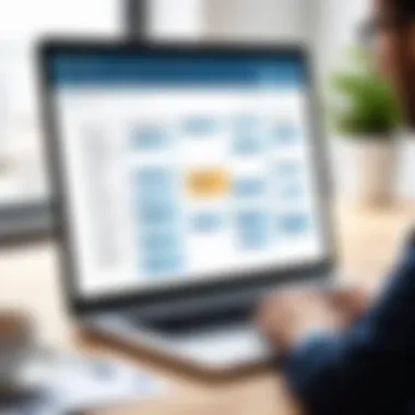 A user engaging with an org chart creation tool on a laptop.