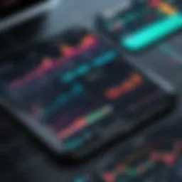 A sleek interface of a trading app displaying charts and graphs
