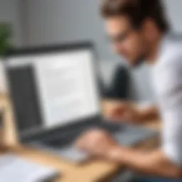 A user interacting with a PDF editing tool on a laptop