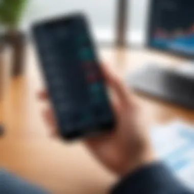 Analyzing Spending Habits with Expense Tracking Close-up of a person analyzing their spending habits using an app
