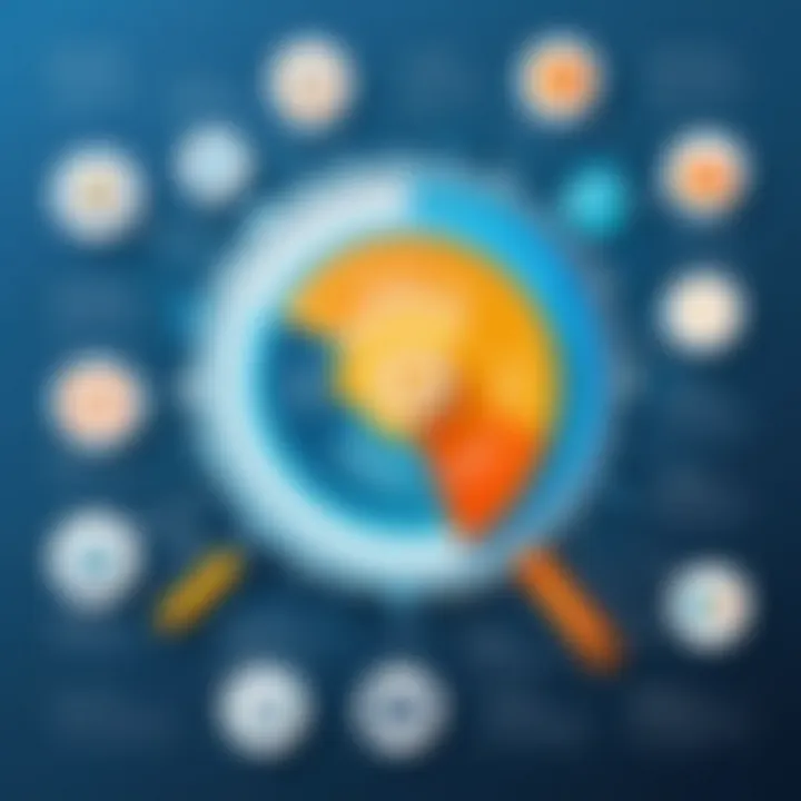 An infographic illustrating the key features of digital marketing software