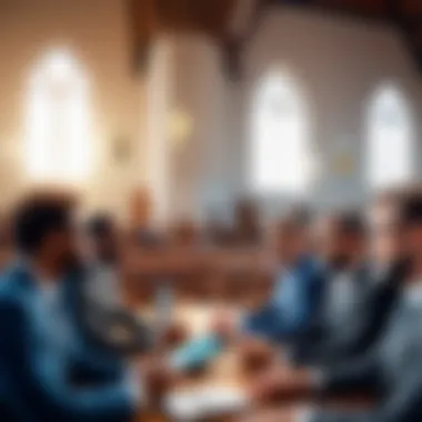 Church leaders discussing technology choices for worship