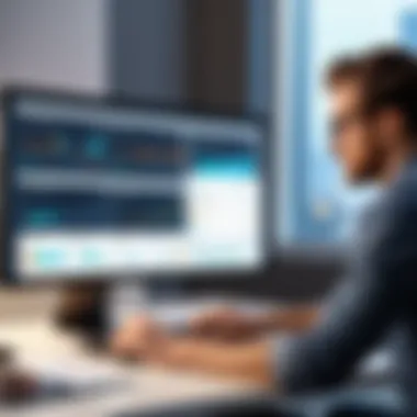 Freelancer Dashboard Insights A freelancer analyzing data on a digital dashboard