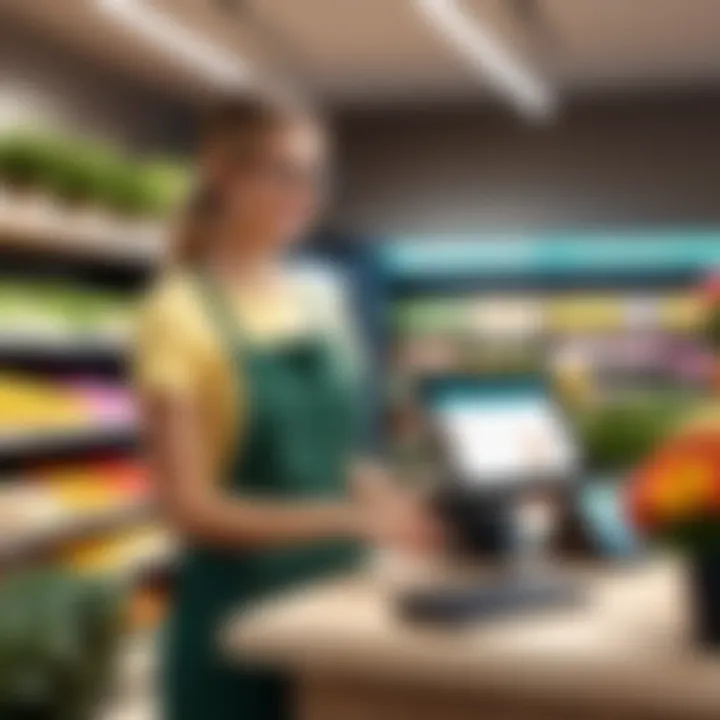Customer checkout experience in a flower shop