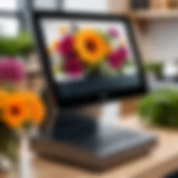 Modern POS interface with floral graphics