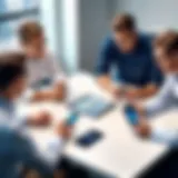 Corporate team discussing iPhone integration strategies