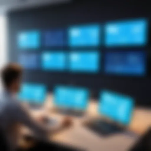 Visual representation of a multi-screen sharing session in a conference room
