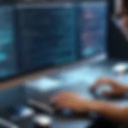 User navigating through rendering software interface