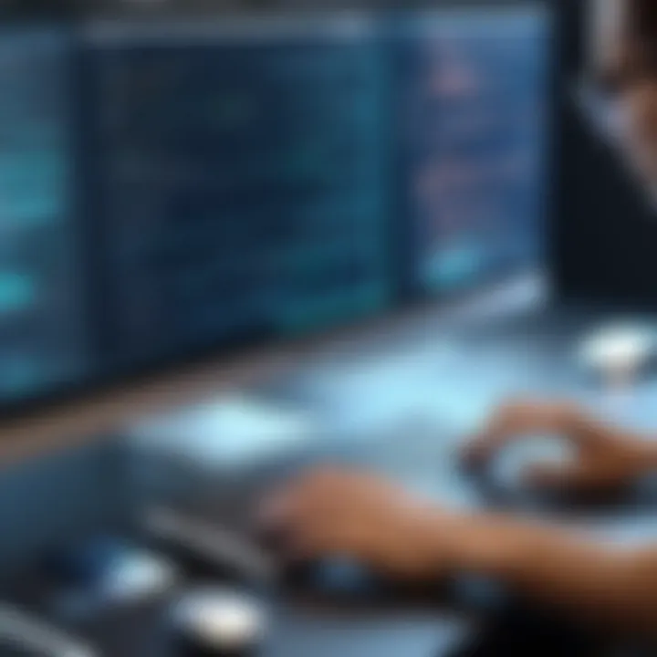 User navigating through rendering software interface