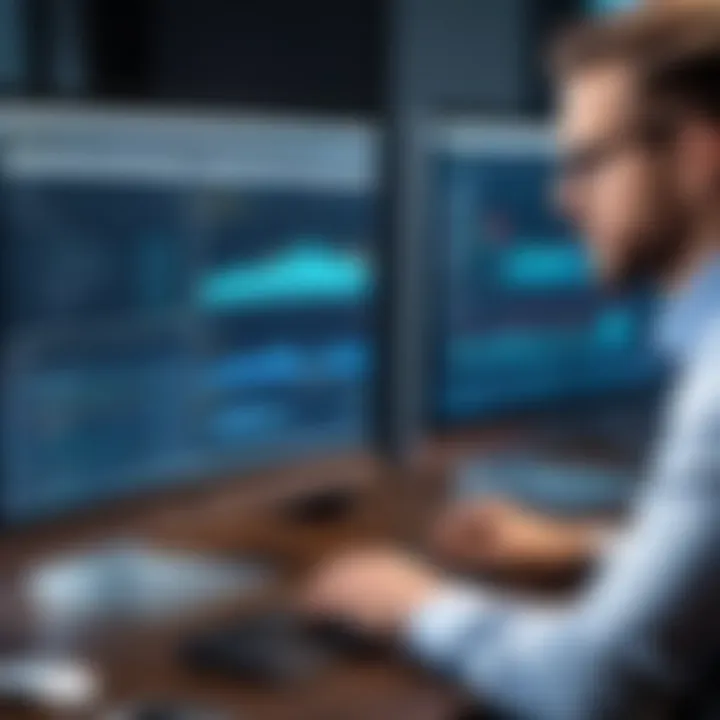 A professional analyzing performance metrics on a computer screen