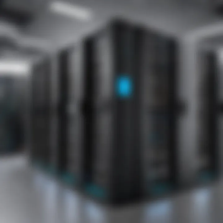 A sleek server room showcasing advanced technology and high-performance servers