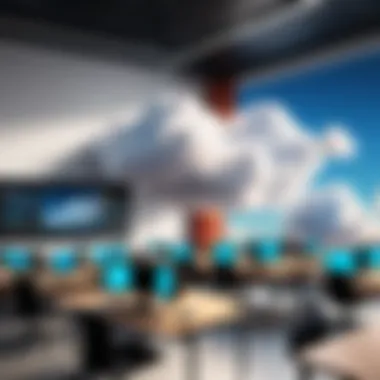 An infographic illustrating the advantages and challenges of cloud classrooms.