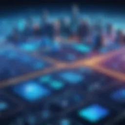 A digital landscape showcasing various fintech applications