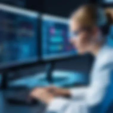 Data Analysis in the Lab Close-up of a laboratory technician analyzing data on a computer screen