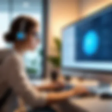 Interactive Online Learning Experience A student engaged in interactive online learning with modern technology