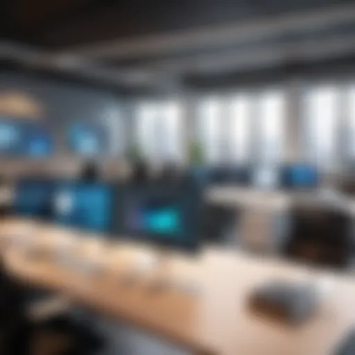 A modern office space showcasing collaboration tools and flexibility