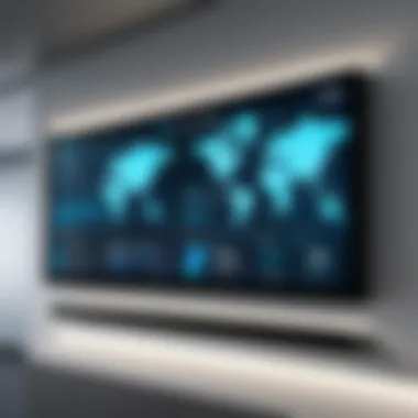 Corporate Interaction Signage An interactive electronic sign in a corporate setting, displaying real-time data and updates.