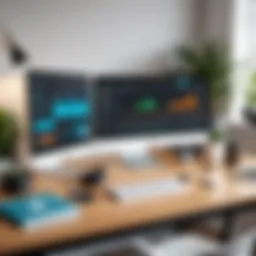 A modern workspace featuring a computer with a WordPress dashboard open